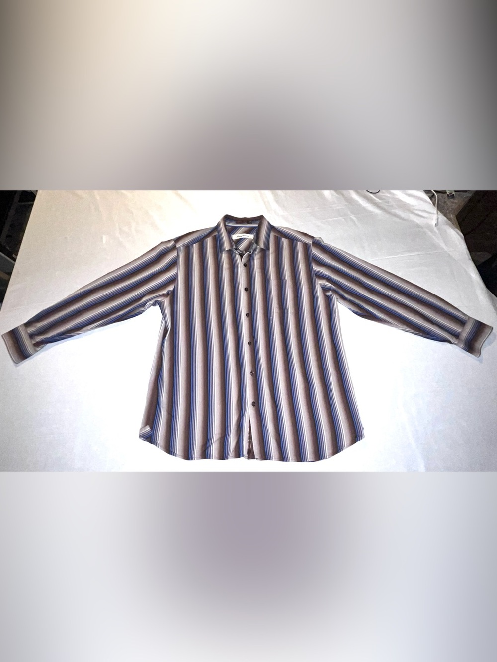 Tommy Bahama Men’s L Cotton Silk Striped Button Up Shirt Y2K Retro Resort